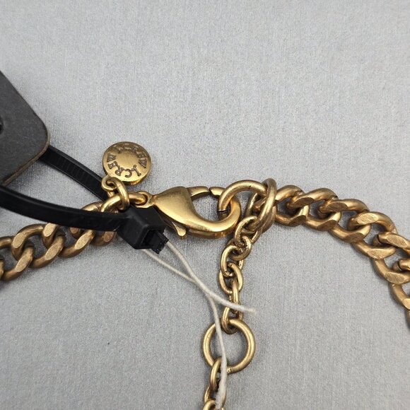 J.Crew Multi-Color Statement Necklace Gold Tone 16" Rhinestones w/ Lucite Shield - Picture 5 of 9